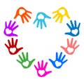 Childhood logo illustration.Hands of people in the shape of a heart